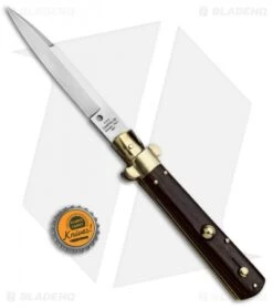 AGA Campolin 10" Frosolone Bayonet Stiletto Knife Cocobolo Brass (4.5" Polish) -Automatic Knives Shop AGA Campolin 10in Frosolone Bayo Stiletto Cocobolo Brass Polish BP 28945 jr bottlecap