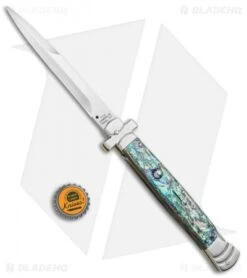 AGA Campolin 11" Maltese Cr. Bayo Automatic Italian Stiletto Abalone (5" Satin) -Automatic Knives Shop AGA Campolin 11in Maltese Cr. Bayo Stiletto Abalone Satin BHQ 76350 jr bottlecap