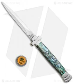 AGA Campolin 11" Maltese Cr. Dagger Auto Italian Stiletto Abalone (5" Satin) -Automatic Knives Shop AGA Campolin 11in Maltese Cr. Dagger Stiletto Abalone Satin BHQ 76134 jr bottlecap