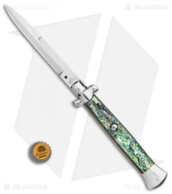 AGA Campolin 15" Automatic Italian Stiletto Abalone (6.6" Satin) -Automatic Knives Shop AGA Campolin 15in Auto Italian Stiletto Abalone 7in satin BHQ 87415 er bottlecap