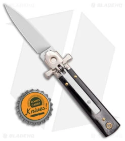 AGA Campolin 6" Dominus Leverlock Automatic Knife Horn (2.5" Satin) -Automatic Knives Shop AGA Campolin 6in Dominus LL Auto Horn Satin BHQ 178781 jr bottlecap