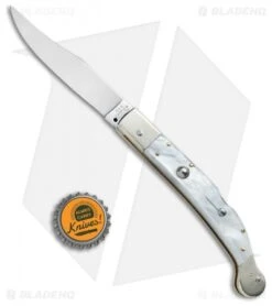 AGA Campolin 9" Sahara Italian Stiletto Lockback Automatic Pearlex (3.8" Mirror) -Automatic Knives Shop AGA Campolin 9in Sahara Italian Stiletto LB Pearlex Mirror BHQ 74049 jr bottlecap