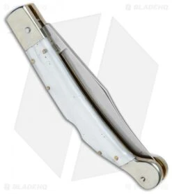 AGA Campolin 9" Sahara Italian Stiletto Lockback Automatic Pearlex (3.8" Mirror) -Automatic Knives Shop AGA Campolin 9in Sahara Italian Stiletto LB Pearlex Mirror BHQ 74049 jr side