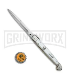 A.G.A. Campolin 9" Sicilian White Pearlex Picklock Automatic Knife - Bayonet -Automatic Knives Shop AGA Campolin 9in Sicilian White Pearlex Picklock Bayo BP 19446 jr bottlecap large