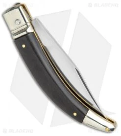 AGA Campolin Diana Lever Lock Automatic Knife Ebony Wood (3.75" Satin) -Automatic Knives Shop AGA Campolin Diana LL Auto Dark Wood Satin BHQ 34351 jr side