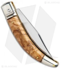 AGA Campolin Diana Lever Lock Automatic Knife Olive Wood (3.75" Satin) -Automatic Knives Shop AGA Campolin Diana Lever Lock Auto Olive Wood Satin BHQ 95348 jr side