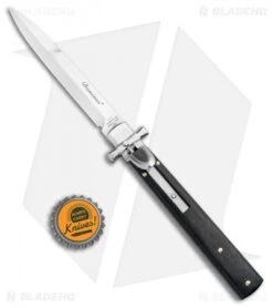 AGA Campolin 9" Dominus Bayonet Leverlock Automatic Knife Ebony (4" Satin) -Automatic Knives Shop AGA Campolin Dominius Ebony LL Auto Bayo Satin GO DOM23 EB BHQ 99910 jr bottlecap