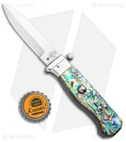 AGA Campolin Piccolo Italian Stiletto Automatic Knife Abalone (2.8" Satin) -Automatic Knives Shop AGA Campolin Piccolo Italian Stiletto Auto Abalone Satin BHQ 92868 jr bottlecap