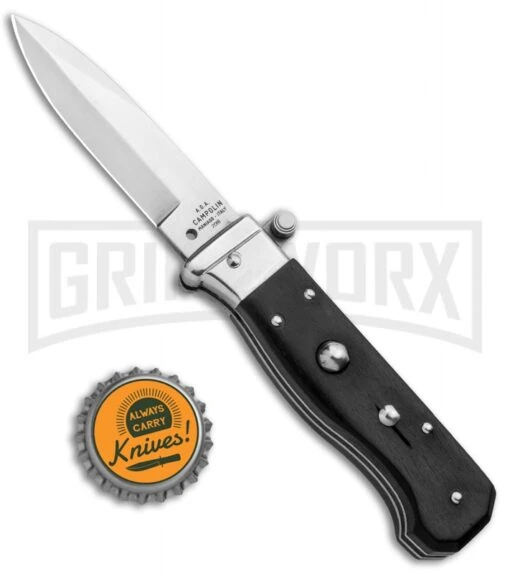 AGA Campolin Piccolo Ebony Italian Automatic Knife - Satin Plain -Automatic Knives Shop AGA Campolin Piccolo Italian Stiletto Auto Ebony Satin BHQ 92722 jr bottlecap large