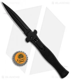 AGA Campolin Zero Dagger Leverlock Automatic Knife SWAT G-10 (3.75" Black) -Automatic Knives Shop AGA Campolin Zero Black G 10 LL Dagger Swat BP 30460 jr bottlecap