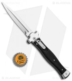 AGA Campolin Zero Dagger Leverlock Automatic Knife Black Coated (3.75" Polish) -Automatic Knives Shop AGA Campolin Zero Dagger LL Auto Black Coated Polish AGA01LN LD BHQ 92042 jr bottlecap