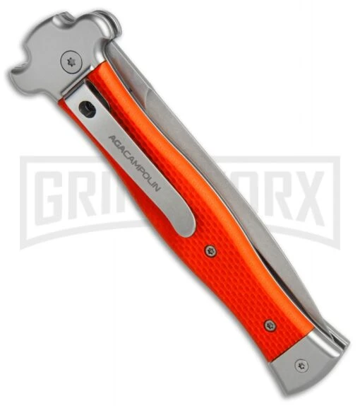 AGA Campolin Zero Orange G-10 Leverlock Automatic Knife - Dagger Stonewash Plain -Automatic Knives Shop AGA Campolin Zero Dagger orange G10 sw BHQ 74940 er side large