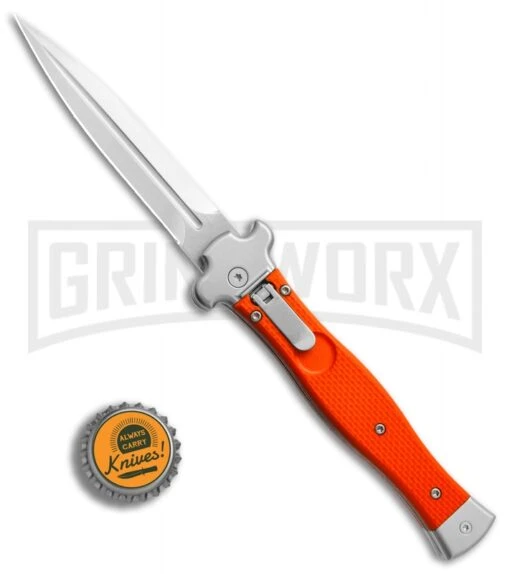 AGA Campolin Zero Orange G-10 Leverlock Automatic Knife - Dagger Stonewash Plain -Automatic Knives Shop AGA Campolin Zero Dagger orange G10 sw BHQ 74940 jr bottlecap large