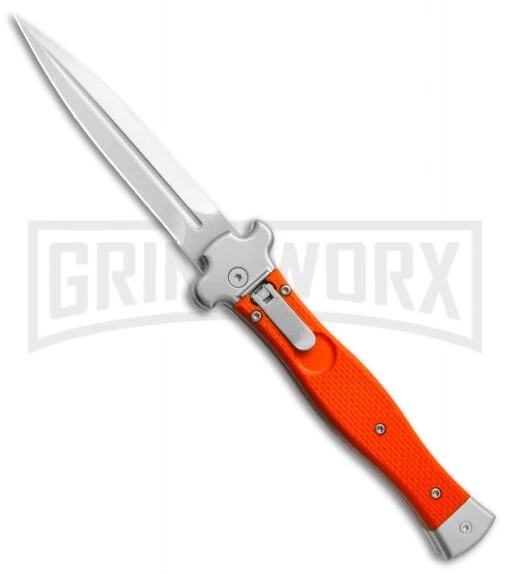 AGA Campolin Zero Orange G-10 Leverlock Automatic Knife - Dagger Stonewash Plain -Automatic Knives Shop AGA Campolin Zero Dagger orange G10 sw BHQ 74940 jr large