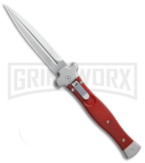 AGA Campolin Zero Red G-10 Leverlock Automatic Knife - Dagger Stonewash Plain -Automatic Knives Shop AGA Campolin Zero Dagger red G10 sw BHQ 74036 jr large