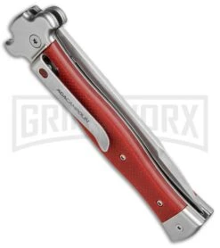 AGA Campolin Zero Red G-10 Leverlock Automatic Knife - Bayonet Stonewash Plain -Automatic Knives Shop AGA Campolin Zero G 10 Red SW AGA01R SWB BP 20046 jr side large