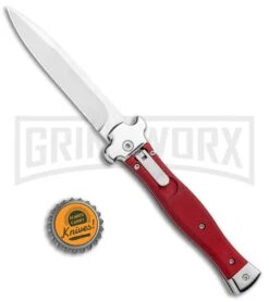 AGA Campolin Zero Red Aluminum Leverlock Automatic Knife - Bayonet Tumbled Plain -Automatic Knives Shop AGA Campolin Zero Italian LL Auto Red Aluminum Tumbled BHQ 95350 jr bottlecap large