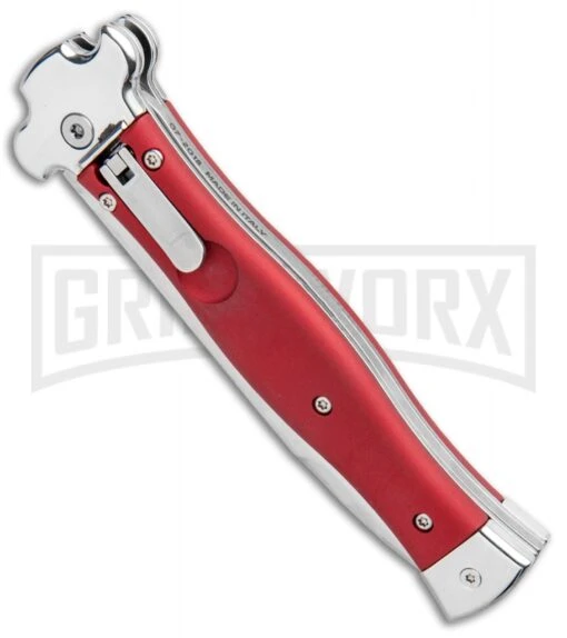 AGA Campolin Zero Red Aluminum Leverlock Automatic Knife - Bayonet Tumbled Plain -Automatic Knives Shop AGA Campolin Zero Italian LL Auto Red Aluminum Tumbled BHQ 95350 jr spine large