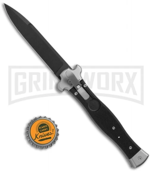 AGA Campolin Zero Black G-10 Leverlock Automatic Knife - Bayonet Black Plain -Automatic Knives Shop AGA Campolin Zero Italian LL Black G 10 Black AGA01N NB BHQ 72045 jr bottlecap large