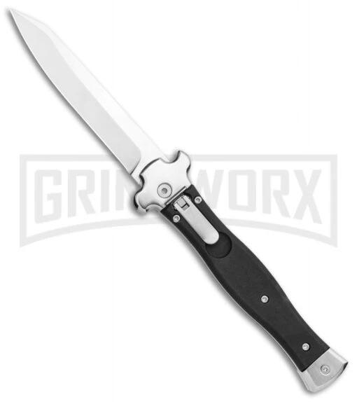 AGA Campolin Zero Smooth Black G-10 Leverlock Auto Knife - Reverse Tanto Plain -Automatic Knives Shop AGA Campolin Zero Reverse Tanto LL Black G 10 Satin BHQ 117113 jr large