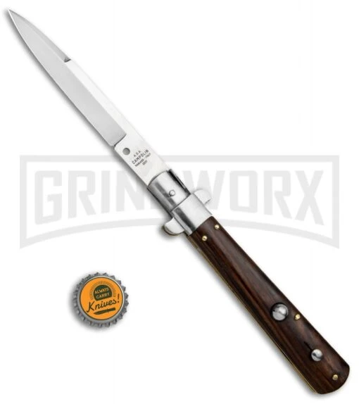 AGA Campolin 11" Frosolone Cocobolo Stiletto Automatic Knife - Bayonet -Automatic Knives Shop AGA Frosolone Cocobolo Nickel 11in Bayo BP 29292 jr bottlecap large