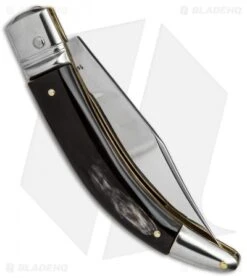 AGA Campolin Diana Lever Lock Automatic Knife Dark Horn (3.75" Satin) -Automatic Knives Shop aga champolin diana dark horn BP 17563 er side